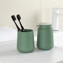 Matte Sage Green Toothbrush Holder Toothbrushes Bathroom Organizer For Toothpaste Adults - Xanh lục mờ - Xem 5