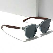 1副复古木纹镜腿太阳镜，男女通用，适合街头摄影、度假排队等场合，让你看起来更年轻 - 木紋腿墨鏡 - 查看 3