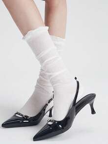 1双/3双装夏季百搭泡泡嘴过膝袜，透气宽松女袜 - 彩色 - 查看 3