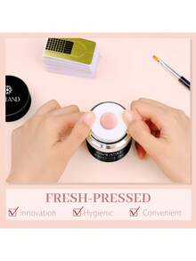 Saviland 美甲凝胶套装 30ml 裸粉色硬胶美甲延长套装，含气垫底胶、加固胶、延长胶、100片美甲贴片和亚克力刷套装，家用美甲沙龙DIY美甲入门套装 - 裸粉色 - 查看 3