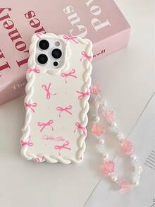 Bow-Knot Braided Wave Edge Minimalist Elegant TPU Bowknot Painted Anti-Drop Phone Case With Beaded Bracelet Accessory, Compatible With IPhone 17pro/17Air /17/17promax 16/11/16pro/16plus/16promax/16e/15Promax/13/14/12/XS/XR/7G/8PXR /7/8, Painted Compatible With Iphone 15Promax, 13, 14, 12, X, 12/14 - Multicolor - View 2