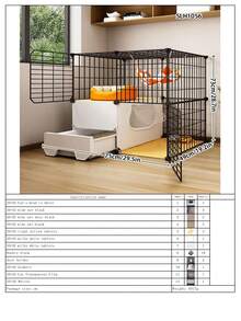 3-Tier Movable Cat Cage With Separate Litter Box, Indoor Cat Villa - Multicolor - View 16