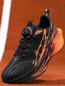 Giày chạy bộ nữ mùa xuân/hè phối lưới gradient, thoáng khí, thoải mái, buộc dây, nhẹ, giảm sốc, thời trang, giày thể thao thường ngày, giày chạy bộ phát sáng trong bóng tối. - Đen Cam Đỏ - Xem 9