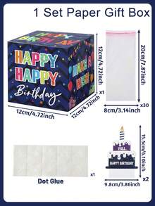 一套生日现金礼盒，可拉出式生日现金礼盒，生日礼物，生日派对回礼，带可拉出式生日贺卡和透明袋的生日现金礼盒包装盒 - 创意现金礼物方案，节日庆祝派对道具，生日派对装饰，生日派对用品 - 生日 - 查看 13