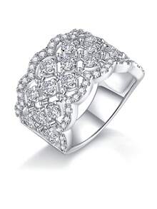 Bague en argent sterling 925 avec moissanite, hypoallergénique, bague de fiançailles/mariage, design minimaliste, port quotidien polyvalent, cadeau pour la Saint-Valentin, anniversaire, mariage, livré avec boîte-cadeau et certificat - Argent - Voir 10