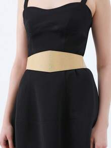 1 pieza Cinturón elástico con patrón de piel de serpiente agrietada dorada, accesorio de vestir casual de moda - Iridiscencia dorada - Ver 6