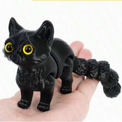 1pc 3D Cute Kitten Stress Relief Toy, Movable Tail Joint, Gift For Boys Girls, Car Decor, PLA Material, Suitable As Birthday Gift, Party Decoration, Multiple Styles