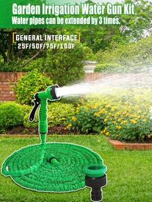 25/50/75/100FT Expandable Garden Hose With Multi-Pattern Spray Nozzle, Stretchable Up To 3X Length Polyurethane Hose, Universal Threaded Connector, Convenient For Gardening And Car Washing - Lightweight And Portable Storage Design - A - View 2
