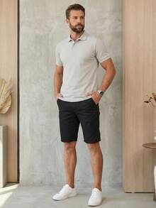 Bermuda Masculina Premium Comfort Elegante Preto - Preto - Visão 6