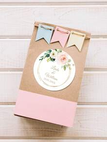 1/30/60/120pcs Customized Round Label Stickers, Personalized Wedding Stickers, Floral Pattern Stickers, Customized Name Stickers, Waterproof Stickers, Perfect For Weddings, Baptism Gifts, Candy Box Sealing, Gift Boxes, Anniversaries, Gift-Ready, Envelope Seals - Multicolor - View 4