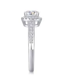 Anillo de moissanita único, plata de ley 925 hipoalergénico, anillo de compromiso/boda, diseño minimalista, uso diario versátil, regalo de boda/aniversario/cumpleaños, viene con caja de regalo y certificado - Plateado - Ver 10