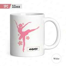 1pc Personalized Ballet Mug With Ballerina Silhouette & Cherry Blossoms - Custom Name/Text Coffee Cup, 11oz Ceramic Tea Cup For Dancers, Dance Gifts For,, Dance Teachers, Dishwasher - Màu đen, 11 oz - Xem 8