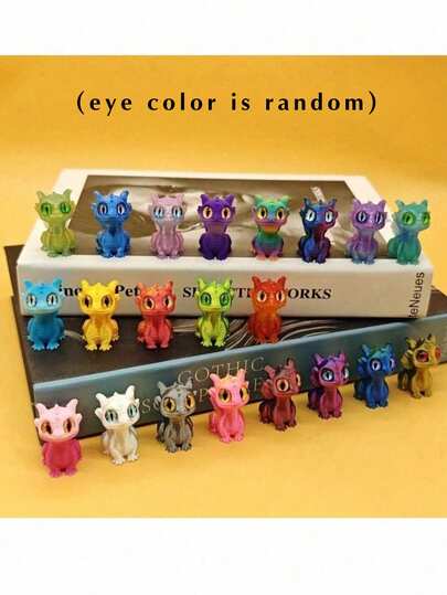 5个/10个/20个可爱迷你3D打印彩色奇幻龙装饰摆件，适合家居、办公室、汽车、生日/派对礼物、毕业礼物（眼睛颜色随机）