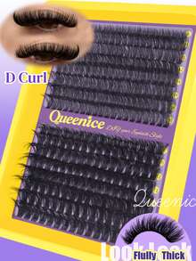 Queenice 256/192/60片超柔軟D捲度單簇假睫毛，對稱貓眼左/右 80D DIY睫毛簇，極致豐盈、自然持久、輕盈柔軟可重複使用，適合初學者，適用日常、派對、旅行、假期 - D - 查看 6