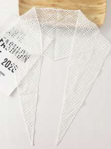 1 pieza Nuevo pañuelo de cabeza estilo campestre 2026, pañuelo triangular de seda, pañuelo triangular tejido abierto elegante y de alta gama, el pañuelo triangular se puede usar para decoración y cintura, esencial para vacaciones y viajes - Estilo ahuecado - Ver 7