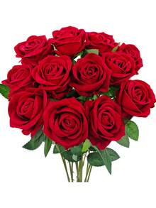 仿真玫瑰花束，逼真假玫瑰，大量仿真花，适用于婚礼、家居、派对装饰、礼品、情人节、婚礼中心装饰、周年纪念、DIY花艺、家居装饰 - 多色 - 查看 1