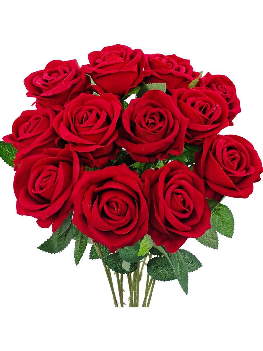 仿真玫瑰花束，逼真假玫瑰，大量仿真花，适用于婚礼、家居、派对装饰、礼品、情人节、婚礼中心装饰、周年纪念、DIY花艺、家居装饰 - 多色 - 查看 1