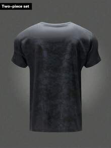 Conjunto deportivo de hombre con camiseta de fútbol, camiseta de baloncesto, pantalones cortos de manga corta para verano, conjunto de gimnasio, conjunto de 2 piezas para hombre, adecuado para fitness, correr, deportes casuales, uso diario - Rojo - Ver 7