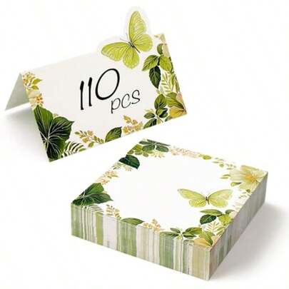 Dotimo 110 PCS Premium Tent CardsDelicate Floral Place Cards For Table Setting 2"X3.5" Thick 210g Name Place Cards For Weddings Party Buffets Events