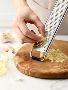 Stainless Steel Lemon Zester With Handle - Garlic, Cheese, Parmesan, Nutmeg, Lime, Ginger Grater - Heavy Duty Kitchen Tool - Citrus Zester With Blade Guard - Julienne - Black - Black - View 9