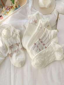 Ins Bubble Bow Tie Versatile White Socks - White - View 3