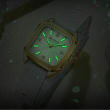 Reloj de cuarzo elegante y minimalista para mujer CURREN, con esfera rectangular, correa de silicona y diseño minimalista y retro - Multicolor - Ver 3