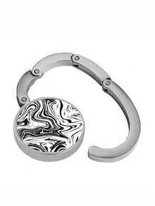 1pc Foldable Desktop Hanger - Zebra Pattern Decorative Hanging Hook For Home Office Dorm Wardrobe Desk Edge, Space-Saving Organizer For Coats Hats Scarves Towels Accessories And Small Items, Lightweight Portable Foldable Design With Quick Open/Close, Stylish Zebra Print Accent To Elevate Shelves Countertop And Entryway Decor - Black and White - View 3