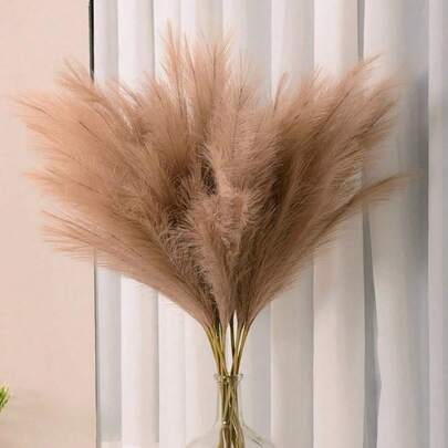 10/20/50pcs Brown Artificial Cattail Reeds, Fake Bulrush, Tall & Fluffy, Artificial Flowers, Boho Decor, Suitable For Wedding Party Decoration, Home Living Room Bedroom Decor, Vase Filler, DIY Photography Props, Autumn Decoration