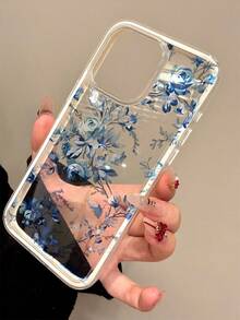 2pc Shiny Blue Peony Flower Pattern Waterproof Anti-Fall Anti-Slip Soft Phone Case Cover Compatible With Apple 17/16/16Pro/16Pro Max/16PlusFOR-YOUR-BELOVED-PHONE Christmas Gifts Christmas Gifts - 款式4(1pc) - 查看 3