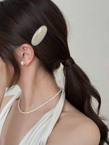 2件組醋酸纖維髮夾小號橢圓幾何側夾彩色髮飾，可愛甜美女款，適合夏季、度假、旅行、抓夾、節慶、派對 - 多色 - 查看 9