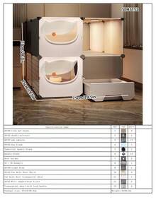 All-In-One Cat Litter Box & Cat Cage, Indoor Home Use With Cat Door, Cat Cabinet, Cat House, Cat Villa With Litter Box - Multicolor - View 14