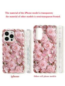 编织粉色蝴蝶仿珍珠花朵彩绘防摔手机壳，兼容 14、14 Pro、14 Pro Max、13、13 Pro、13 Pro Max、11、11 Pro Max、12、12 Pro、12 Pro Max、XR、XS、15、15 Pro、15 Pro Max、16、16 Pro、16 Pro Max、17、17 Pro、17 Air、17 Pro Max、A12/A13/A15/S25/S25 Ultra/S24 Ultra/S24/S24 Plus/A34/A35/A24，高级防摔手机壳 - 彩色 - 查看 7