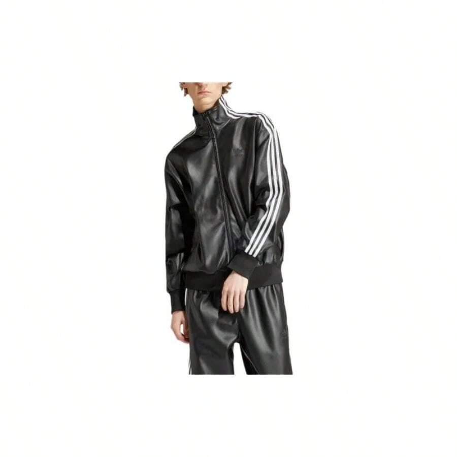 Adidas Adicolor Series Striped Logo Print Zipper Collar Fitted Jacket IZ4033 Men - 黑色 - 查看 1