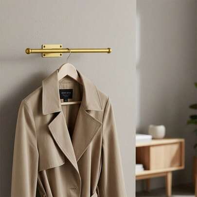 LIVINGANDHOME 2 Pack Gold Wall Mounted Jewelry Organizer, Iron Necklace Scarf Belt Holder With Rounded End Caps, Wall Hanging Storage Rack