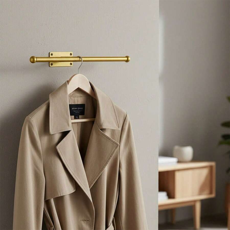 LIVINGANDHOME 2 Pack Gold Wall Mounted Jewelry Organizer, Iron Necklace Scarf Belt Holder With Rounded End Caps, Wall Hanging Storage Rack - Gold - View 1