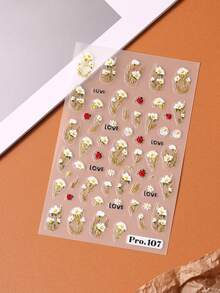 2 Sheets Cute Ladybug & Daisy Flower Nail Art Stickers, Cartoon Insect & Floral Nail Decals For Spring/Summer, Wedding, DIY Nail Decoration, Party - Multicolor - View 6