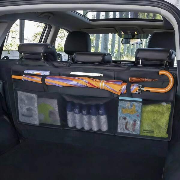 Oxford Cloth Car Trunk Storage Bag, Foldable Backseat Hanging Organizer Bag, Universal Car Rear Seat Back Storage Pouch