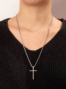 1pc & Stylish Cross Pendant Necklace - Silver - View 1