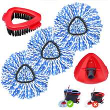 3 Pack Spin Mop Replacements Head Compatible For Oceda RinseClean 2-Tank System,Microfiber Spin Mop Refills Head,1 Mop Scrub Brush + 1 Mop Base + 4 Pack Cleaning Floor Mop Head - (3+1+1) PCS - Xem 1