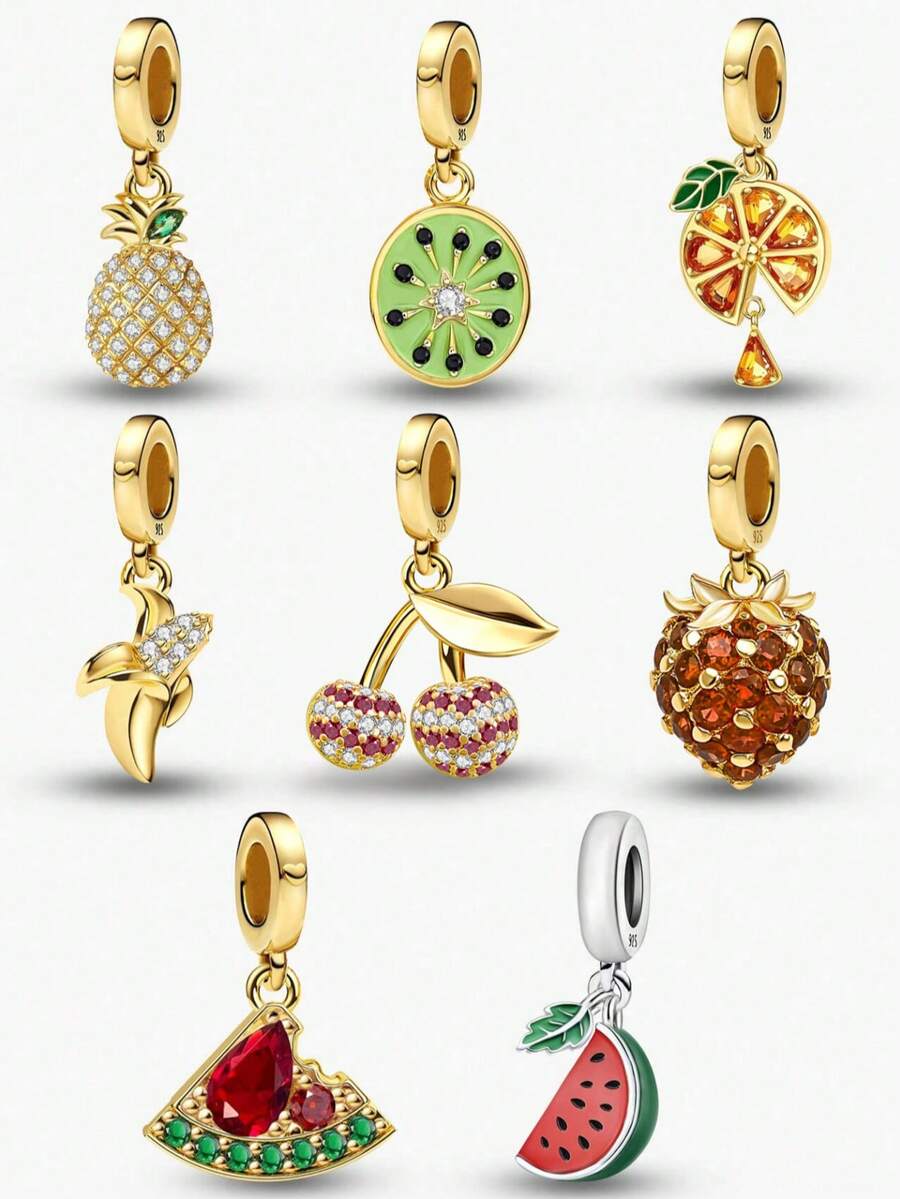 1pc Gold Fruit Series Pendant Ball, Suitable For Women Bracelet DIY Jewelry - Fruit Collection - View 1