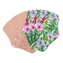 可重复使用高流量月经垫，带湿巾袋，6片装女士带翼卫生巾套装，可洗夜用布护垫 - 查看 17