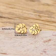 1 Pair Turtle-Back Bamboo Leaf-Shaped Golden Earrings, Suitable For Casual Daily Commuting And Leisure Occasions. - GED880 - View 2