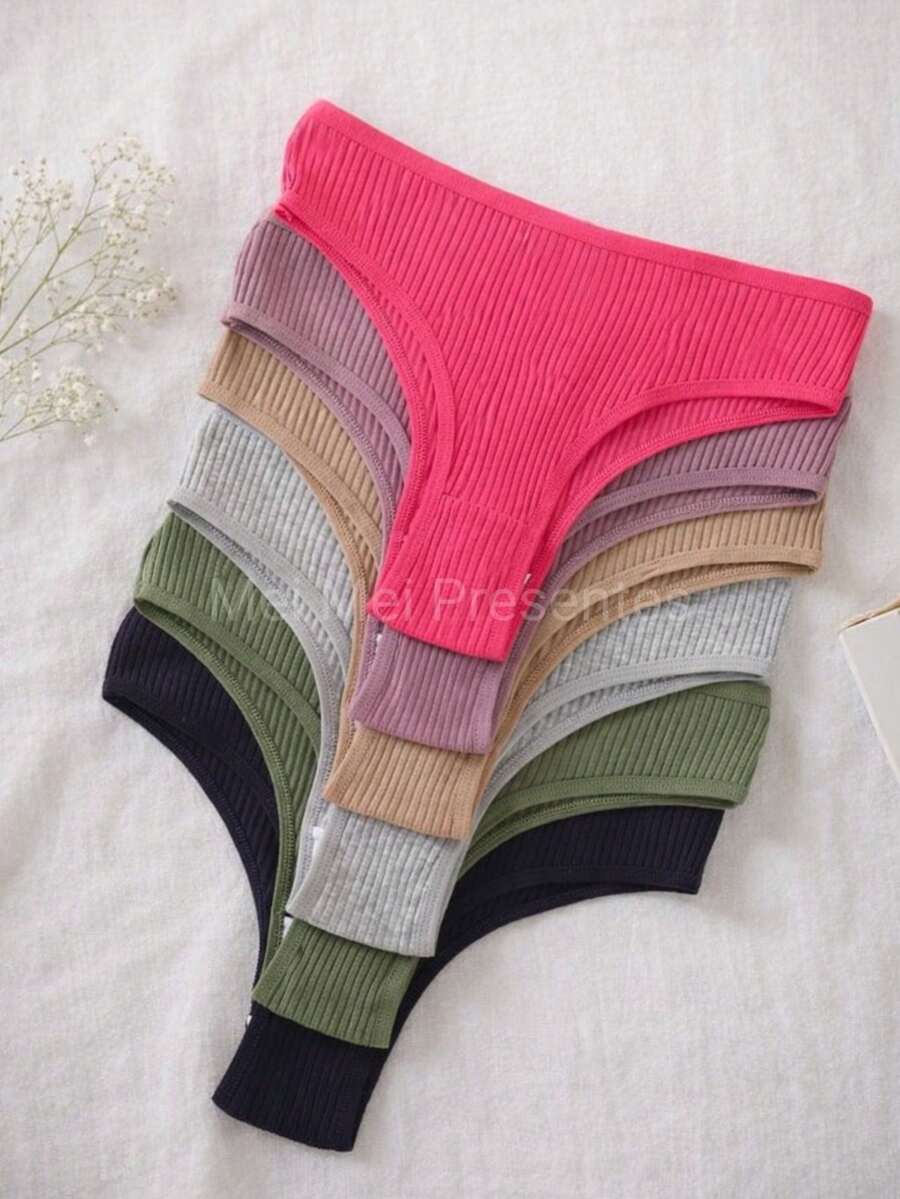 Set Of 6 Comfortable Ribbed Panties For Women, Premium Soft Polyamide - Assorted Colors - Multicolor - View 1