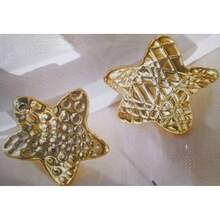 2-12pcs Fashionable New Starfish, Seashell, Shell Gold-Color ABS Plastic Earring Set, Suitable For Summer Travel And Vacation Wear - Gold - View 3