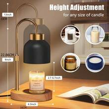 LUOJIBIE Dimming Candle Lamp Warmer With Timer, Height Adjustable Candle Warmer Lamp With Dimmer, Birthday Christmas Monthers Day Gift,Vintage Bedroom Home Decor - US A Type Plug(110-127V) - View 2