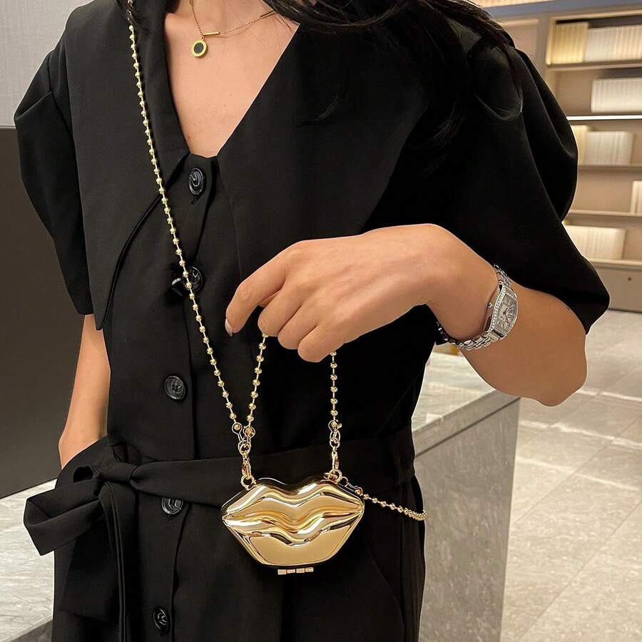 2026 New Sweet Lip Design Clutch Bag - Gold - View 1