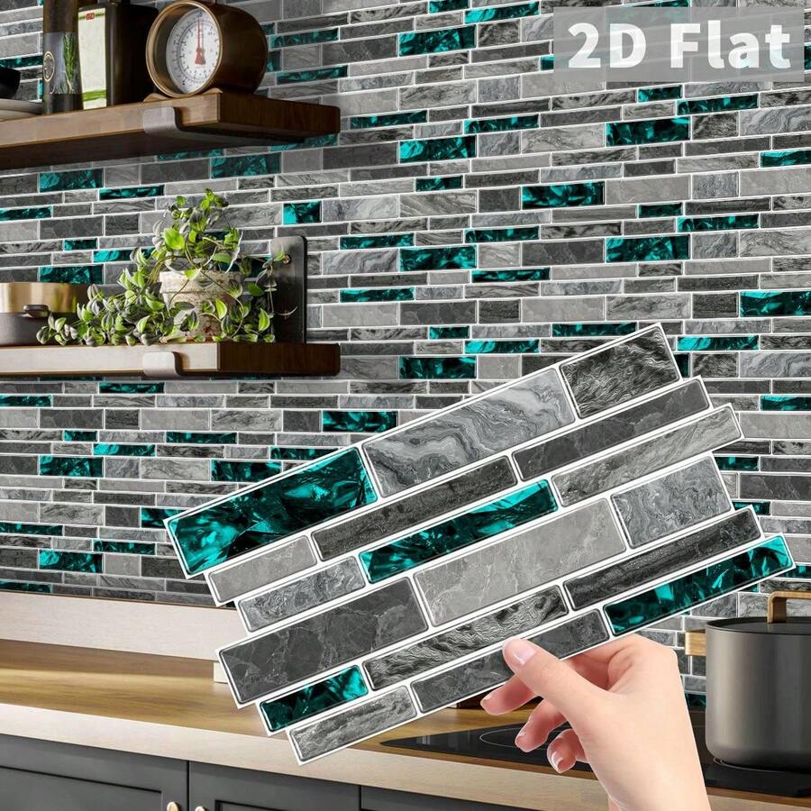 24 PCS Marble Texture Wall Stickers PVC Crystal Film Waterproof Oil-Proof Decals For Kitchen Bathroom Home Decor - 多色B - 查看 1