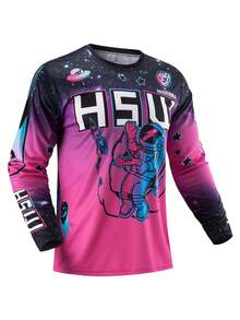Quần áo xe đạp địa hình leo núi Enduro, áo thun xe đạp MotoDownhill, áo thun nam kiểu Boyfriend Style, áo đạp xe MTB. - Màu tím - Xem 2