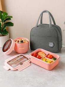 1/3pcs Insulated Lunch Box Set | Includes Insulated Bag, Cup, Lunch Box | Convenient To Carry | Ideal For Back To School Gift And Daily Meal Prep - Multicolor - View 2