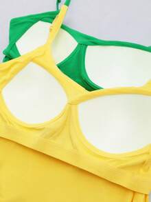 2pcs Camisole With Built-In Bra, Adjustable Strap, Solid Color Vest For Women - Multicolor - View 4